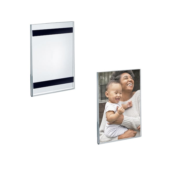 Clear Acrylic Magnet Back Photo Frames 5'' W x 7'' H - Vertical / Portrait, GIFT SHOP, 2PK